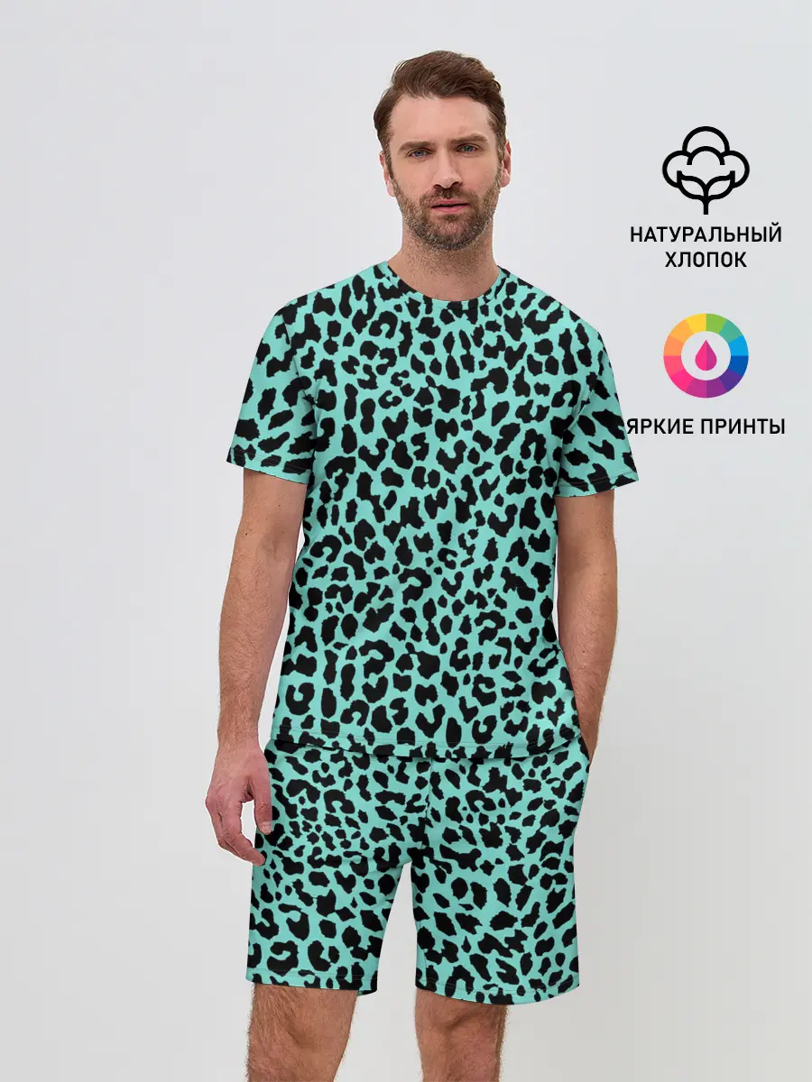 Мужской костюм с шортами / ЛАЗУРНЫЙ ЛЕОПАРД