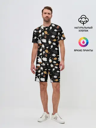 Мужской костюм с шортами / Котята паттерн