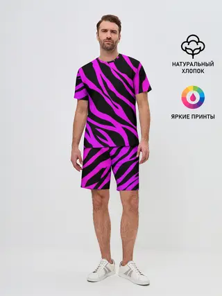 Мужской костюм с шортами / Неоновая зебра
