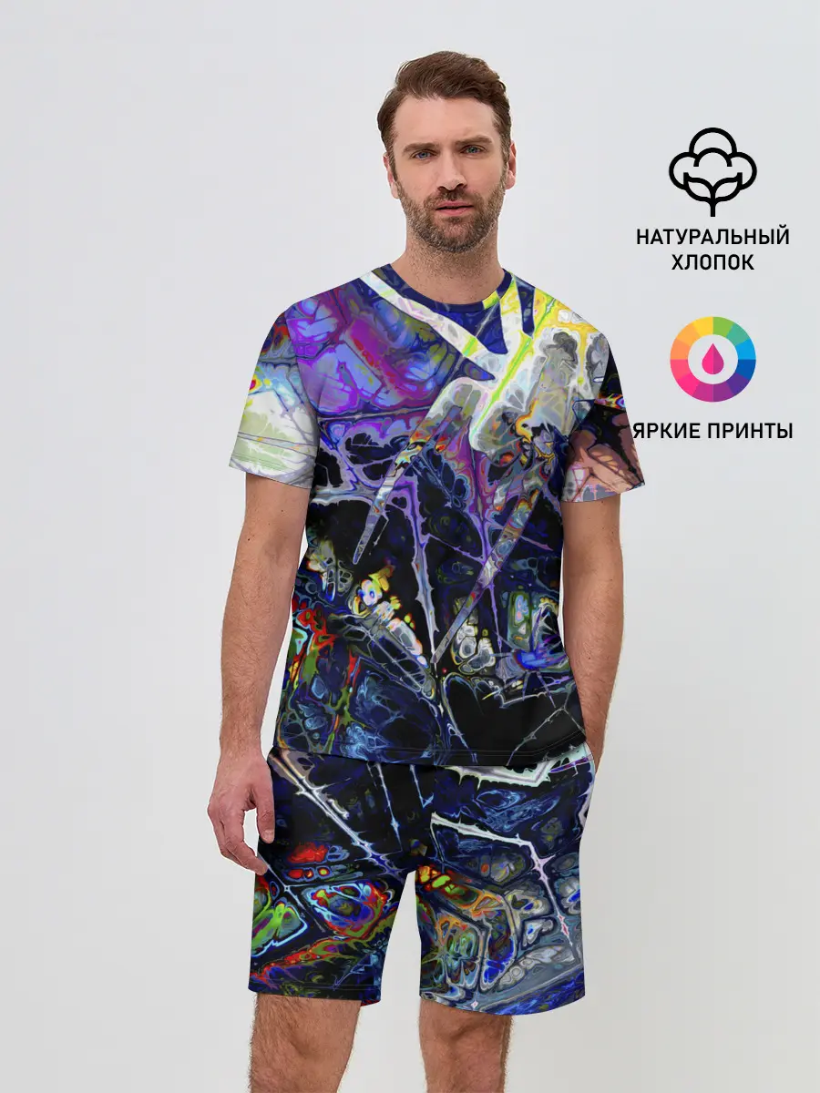 Мужской костюм с шортами / Gasoline stains abstraction