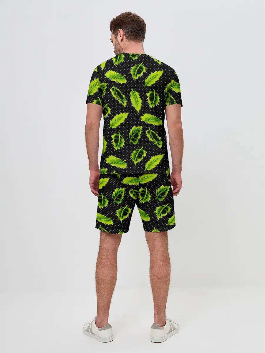 Мужской костюм с шортами / Зеленые листья