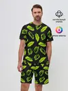 Мужской костюм с шортами / Зеленые листья