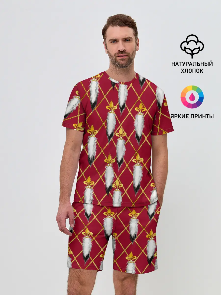 Мужской костюм с шортами / Tassels red gold 3D space