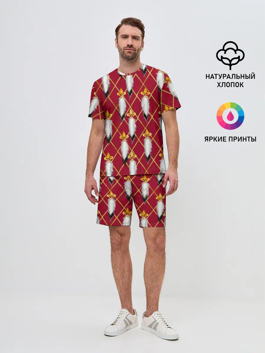 Мужской костюм с шортами / Tassels red gold 3D space