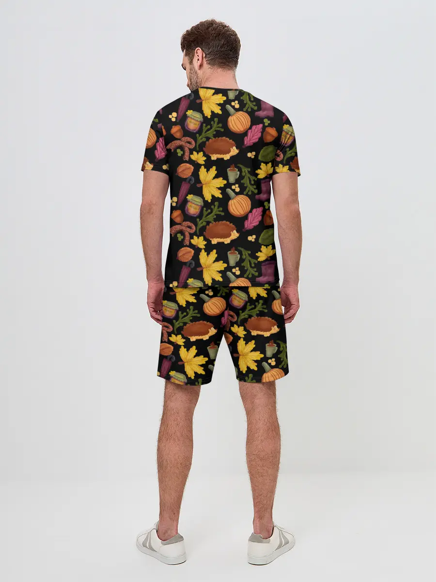 Мужской костюм с шортами / Уют, ежи, листья и банка варенья