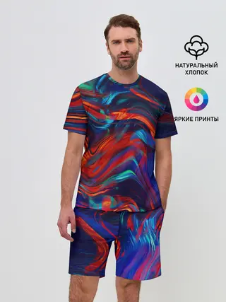 Мужской костюм с шортами / Абстракция краски