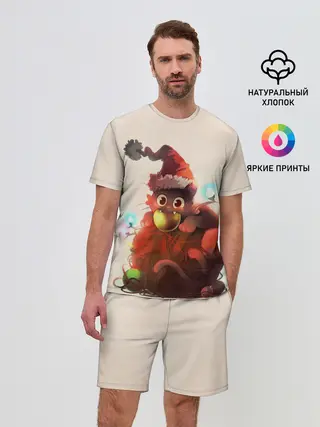 Мужской костюм с шортами / Новогодний кот