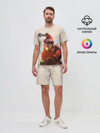 Мужской костюм с шортами / Новогодний кот