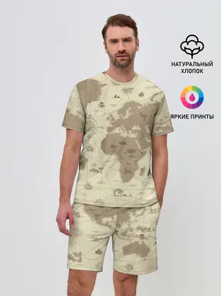 Мужской костюм с шортами / Карта мира