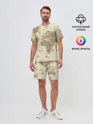 Мужской костюм с шортами / Карта мира