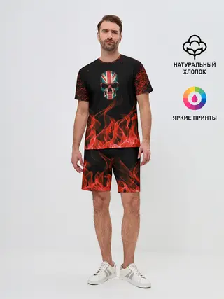 Мужской костюм с шортами / Череп и огонь