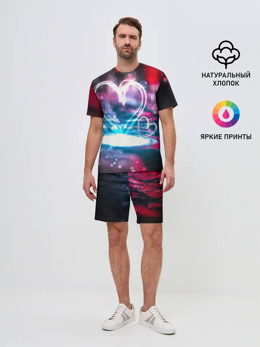 Мужской костюм с шортами / Неоновое сердце