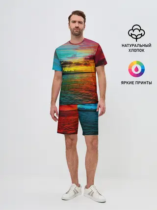 Мужской костюм с шортами / Glitch Sunset