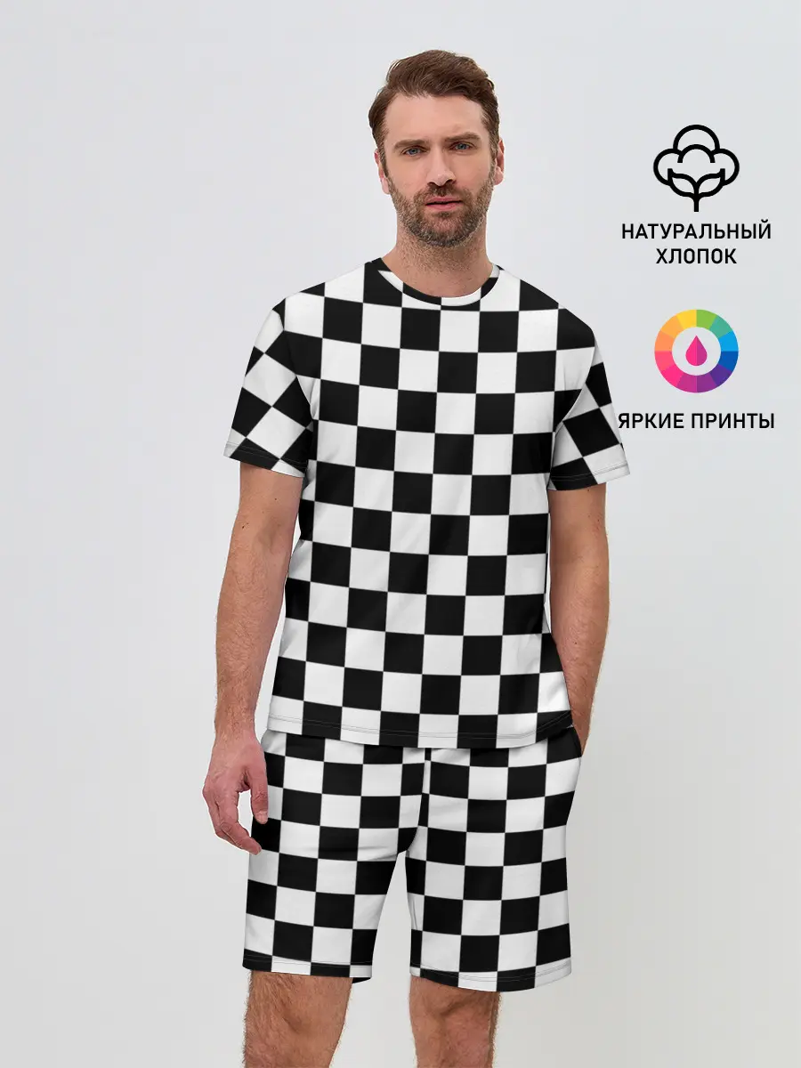 Мужской костюм с шортами / Шахматка