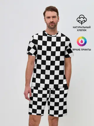 Мужской костюм с шортами / Шахматка