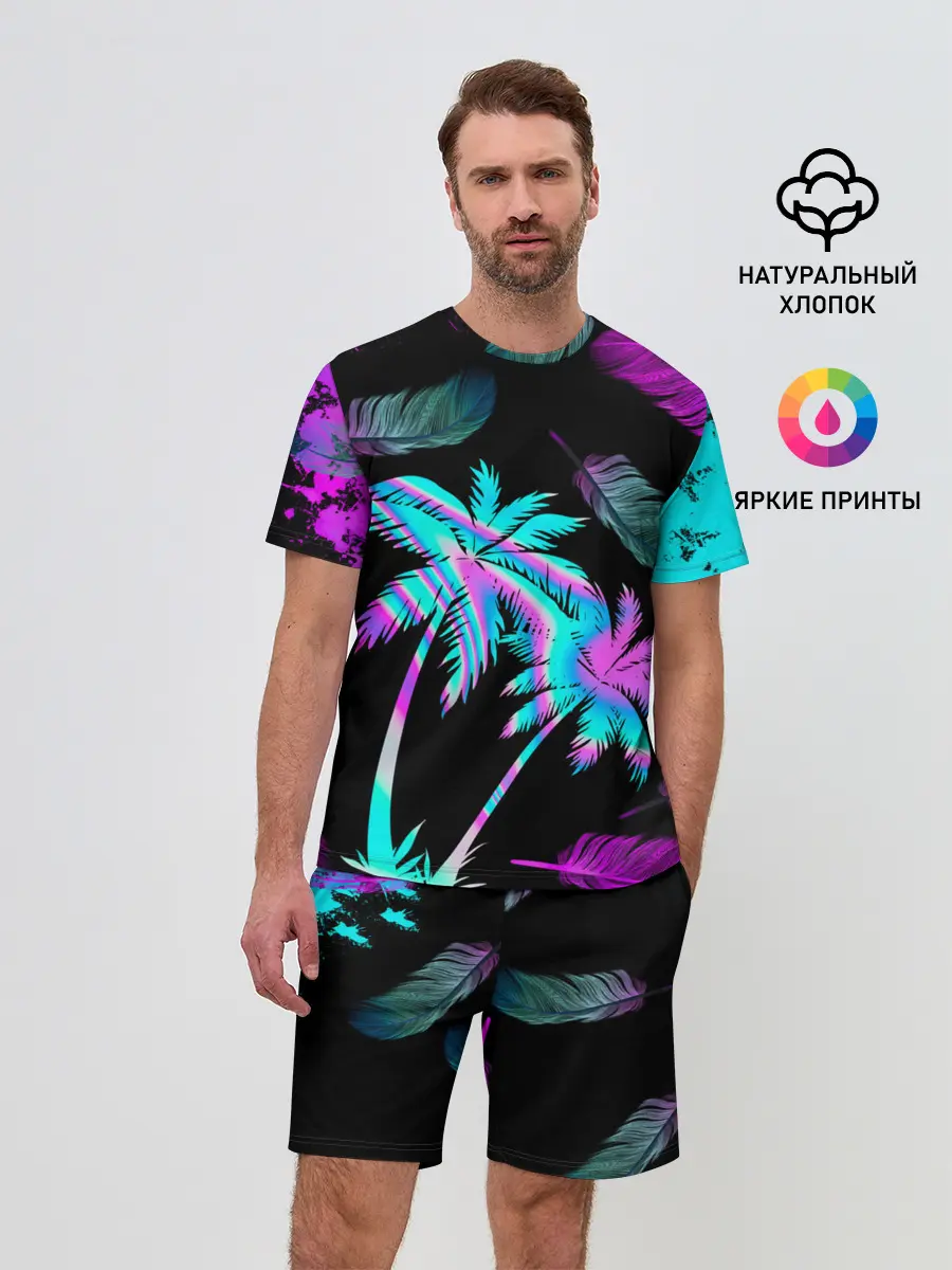 Мужской костюм с шортами / Неоновое лето