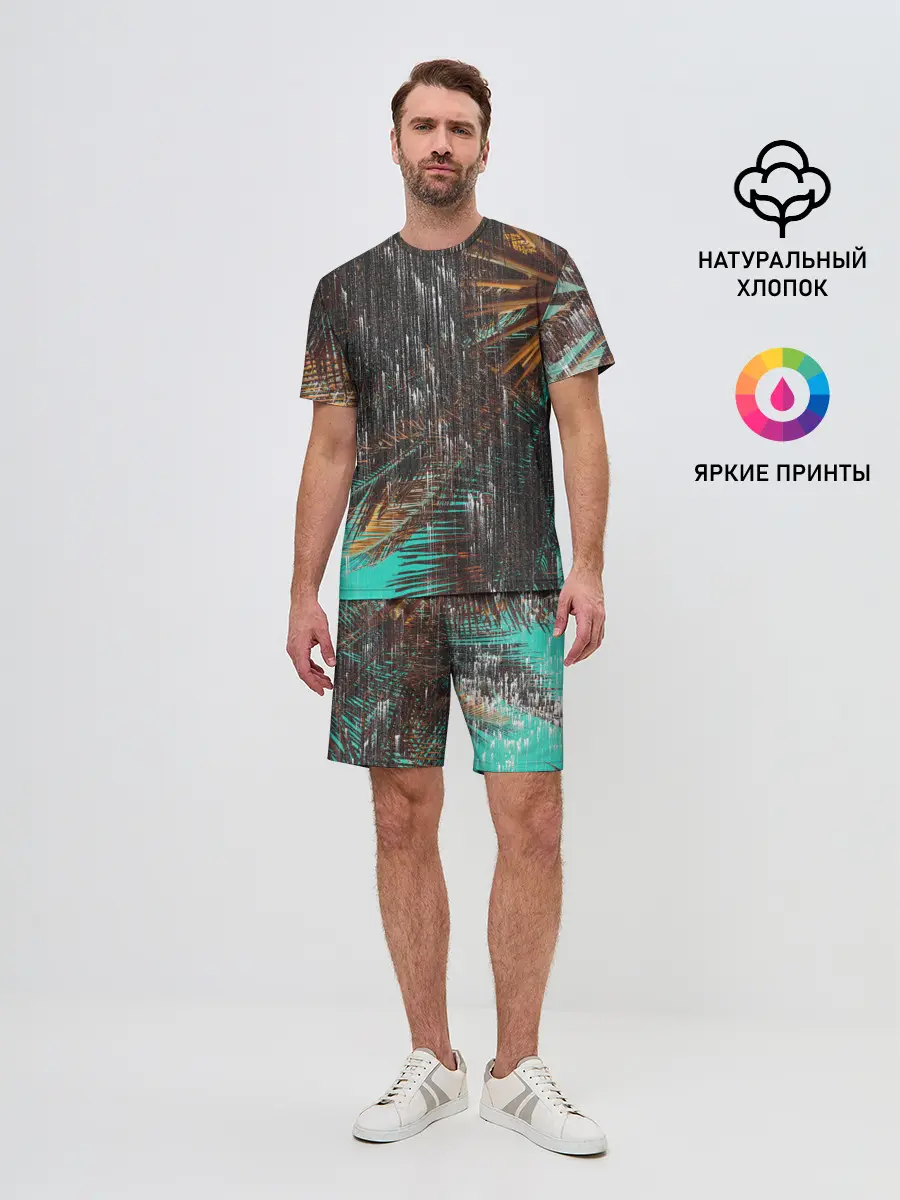 Мужской костюм с шортами / Palm glitch art