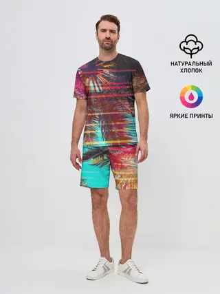Мужской костюм с шортами / Palm glitch art