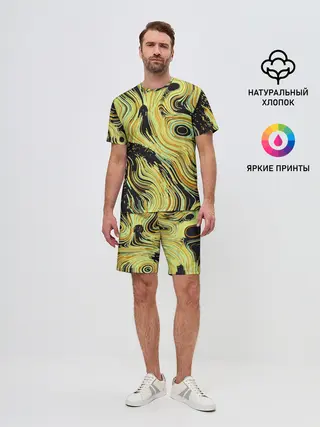 Мужской костюм с шортами / Желтые линии