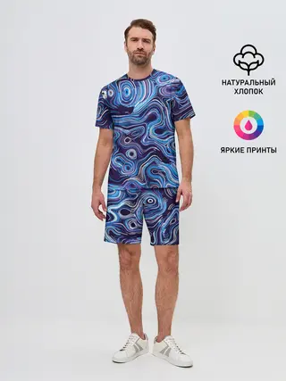 Мужской костюм с шортами / Синие линии
