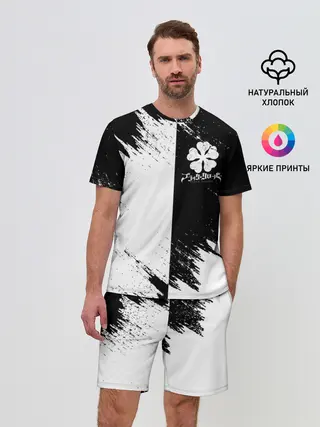 Мужской костюм с шортами / Черный Клевер инверсированный фон