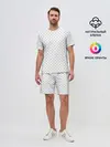 Мужской костюм с шортами / Сердечки черные на белом