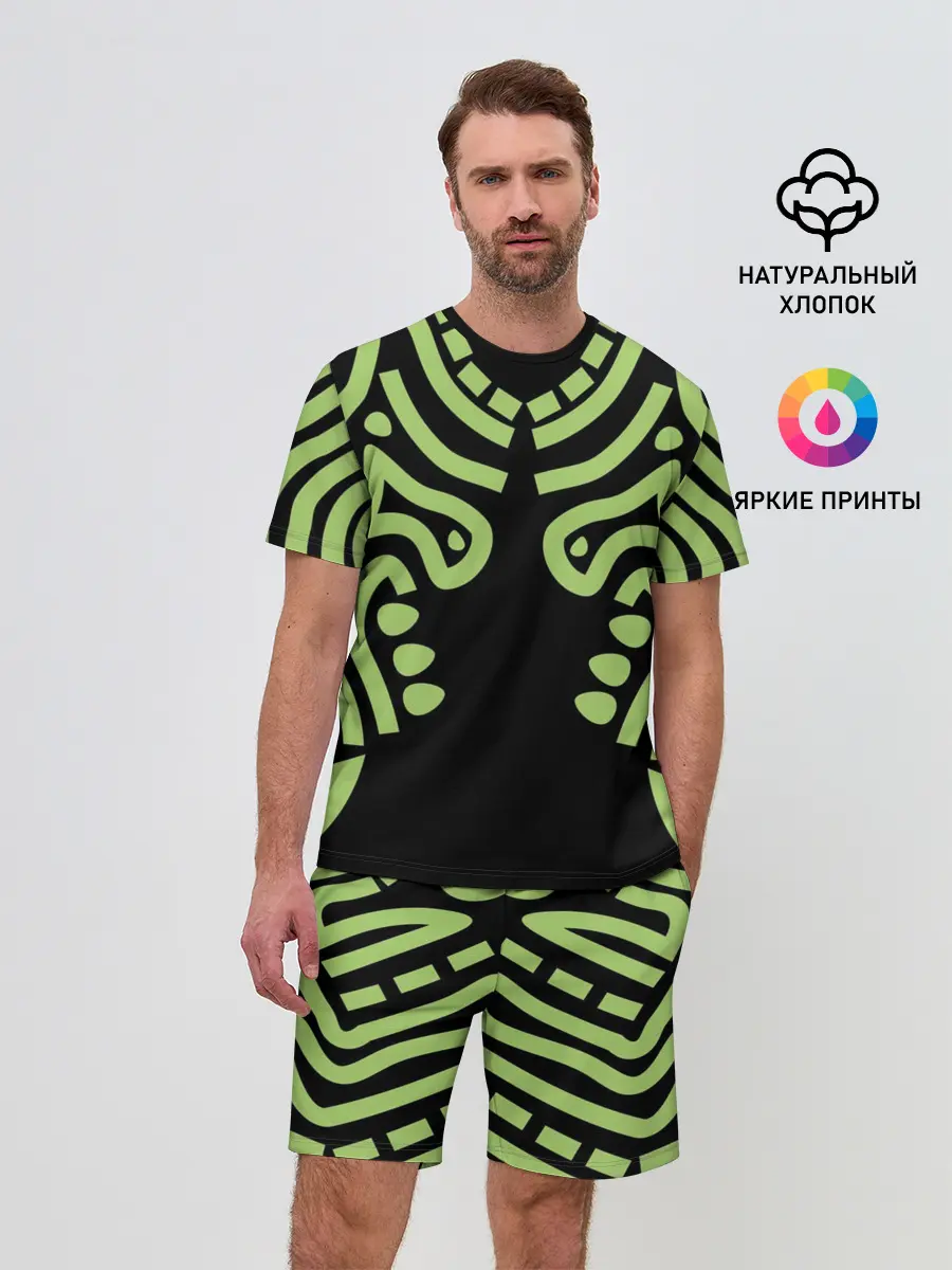 Мужской костюм с шортами / узор тату