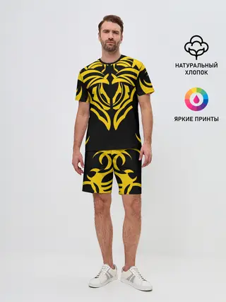 Мужской костюм с шортами / Узор жёлтый