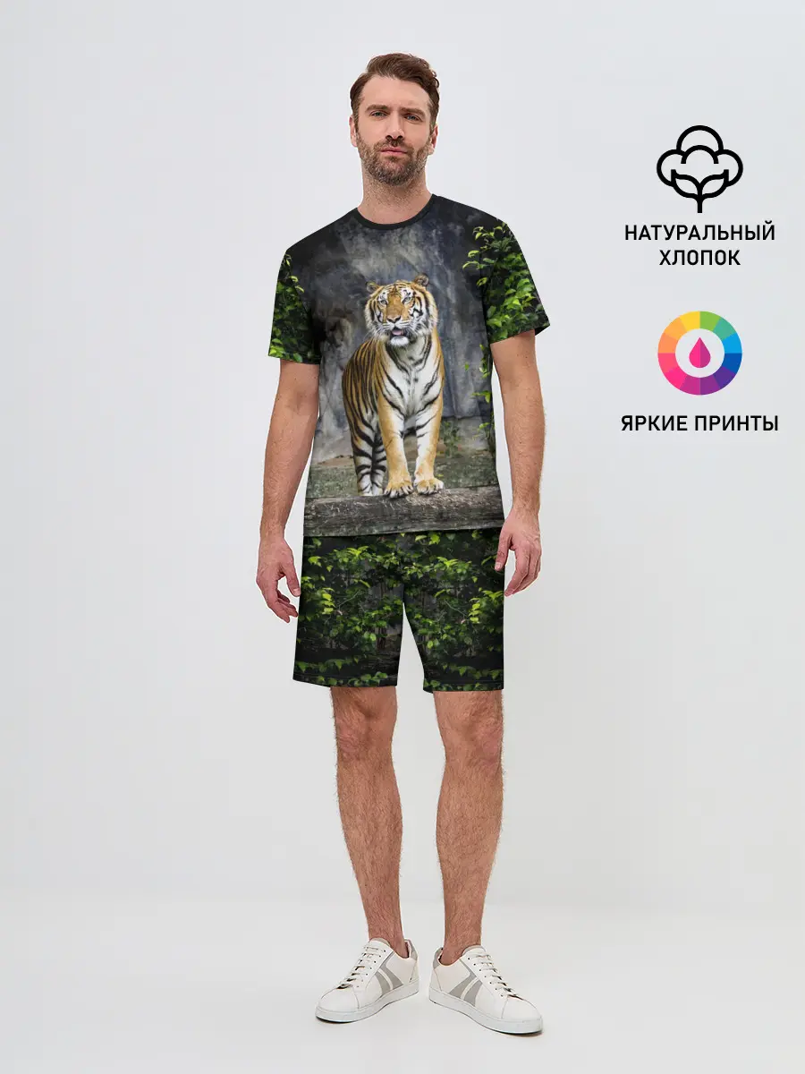 Мужской костюм с шортами / ТИГР В ЛЕСУ