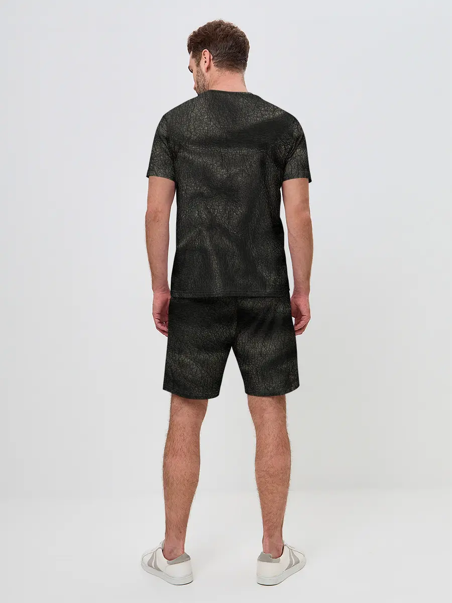Мужской костюм с шортами / Черная кожа