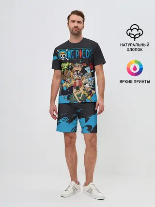 Мужской костюм с шортами / One Piece синий всплеск