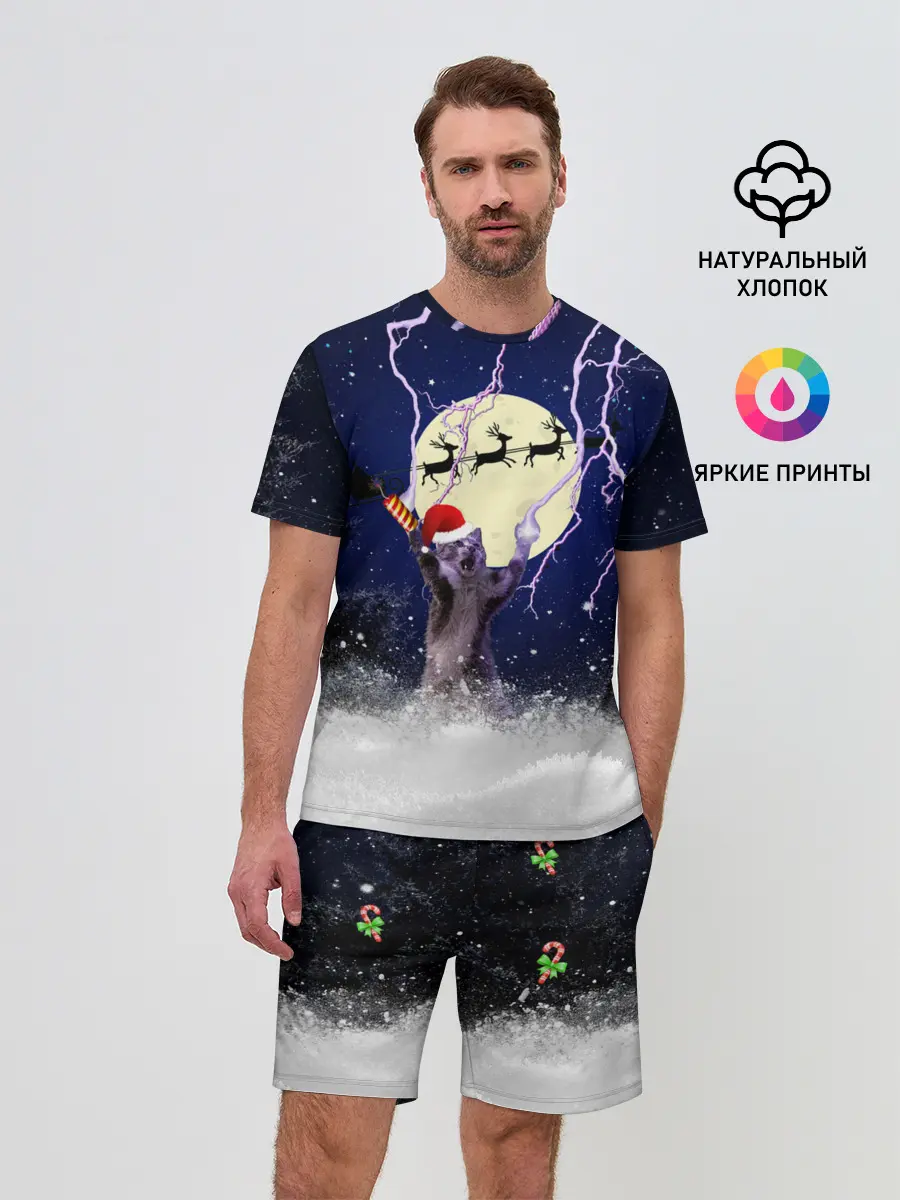 Мужской костюм с шортами / Новогодний Кот