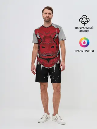 Мужской костюм с шортами / Красный бык