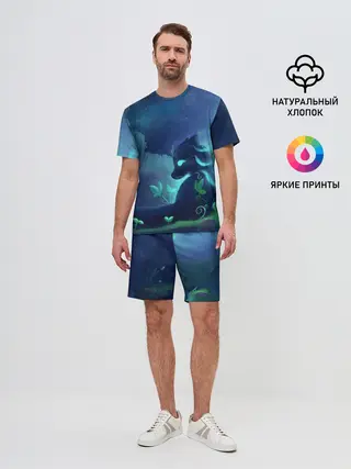 Мужской костюм с шортами / Панда и лиса