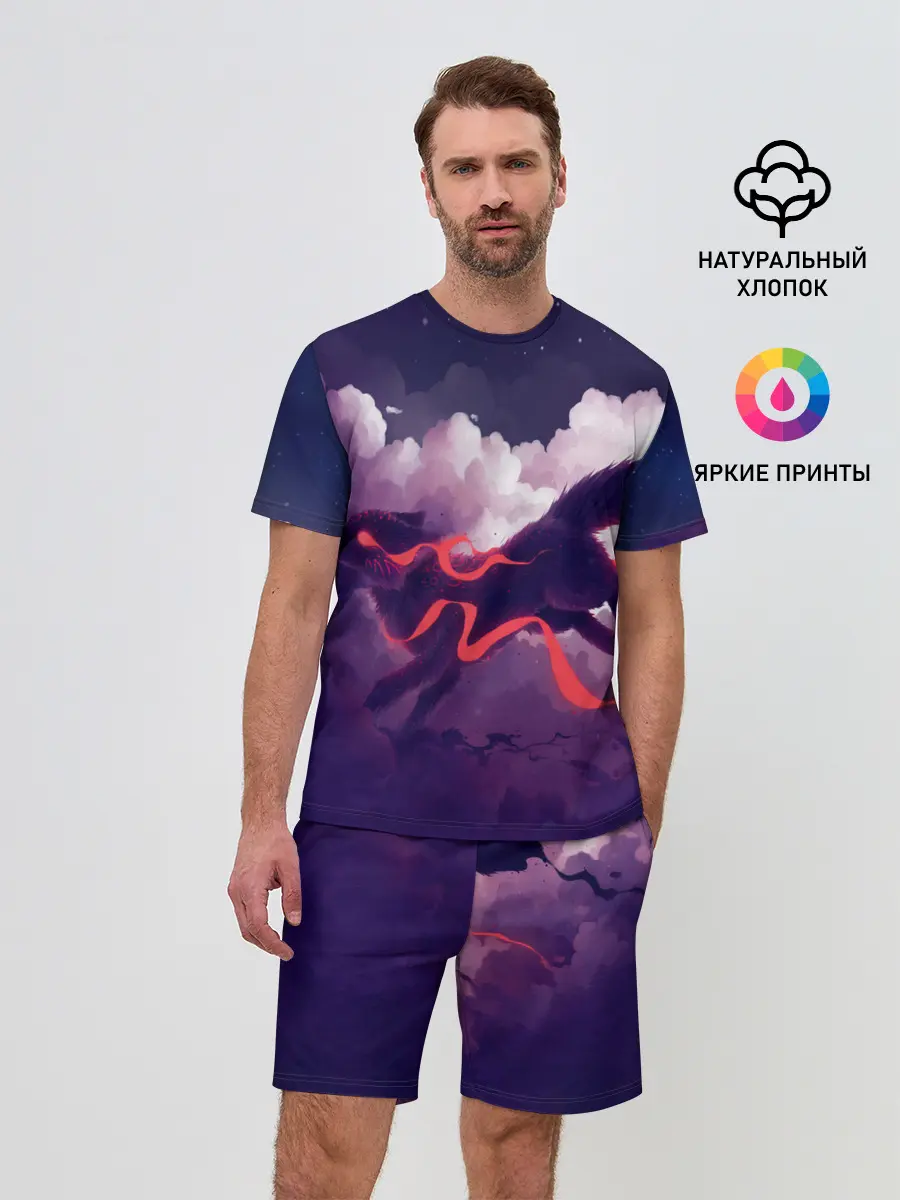 Мужской костюм с шортами / Лиса бежит по облакам