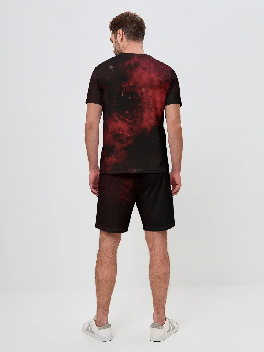 Мужской костюм с шортами / Эмблема Черного клевера на космическом фоне