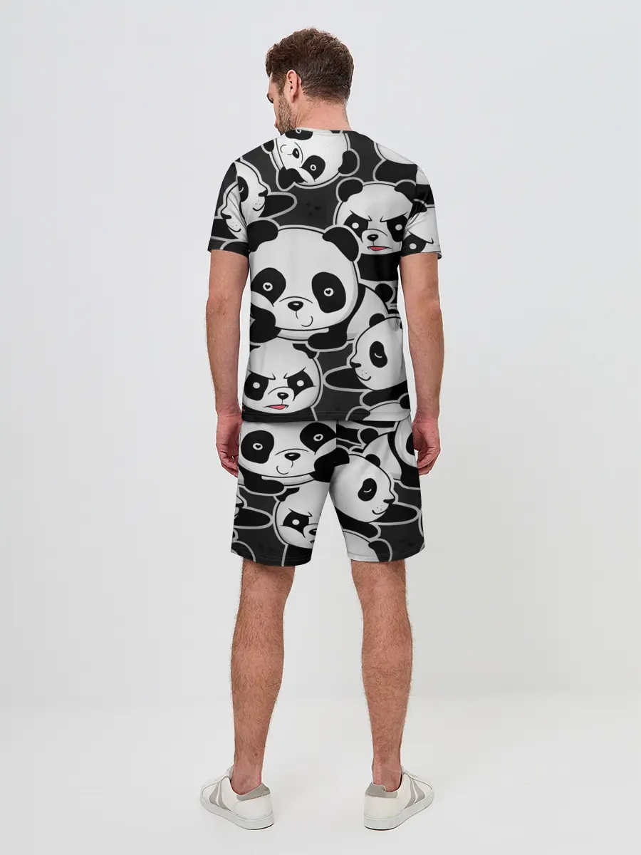 Мужской костюм с шортами / Смешные панды