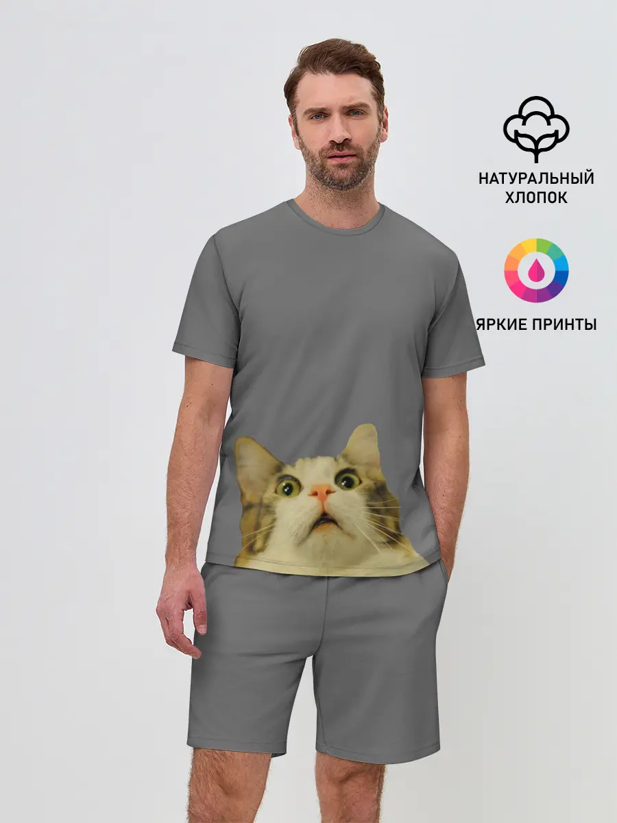 Мужской костюм с шортами / Коте смотрит вверх