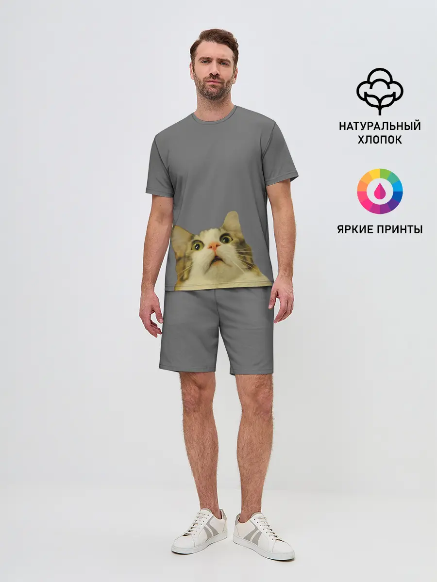Мужской костюм с шортами / Коте смотрит вверх