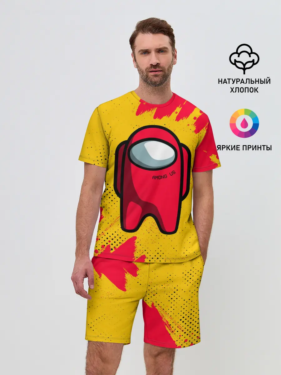 Мужской костюм с шортами / AMONG US - КРАСНЫЙ