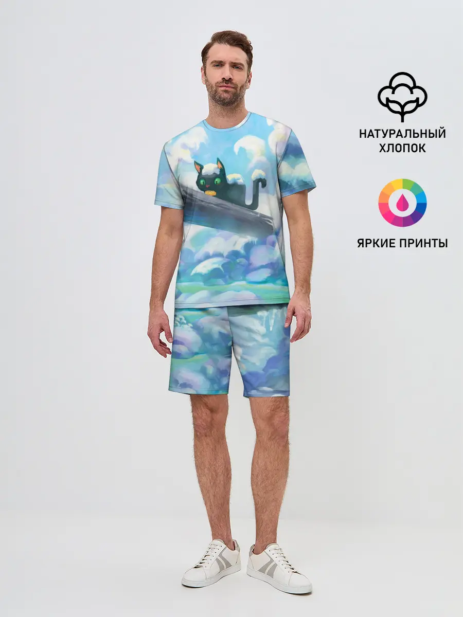 Мужской костюм с шортами / Снежный котенок