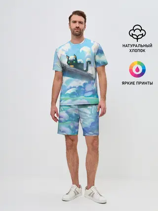 Мужской костюм с шортами / Снежный котенок