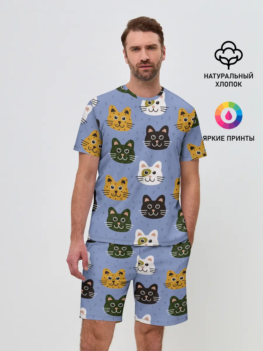Мужской костюм с шортами / Котики