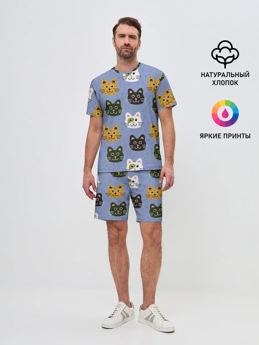 Мужской костюм с шортами / Котики