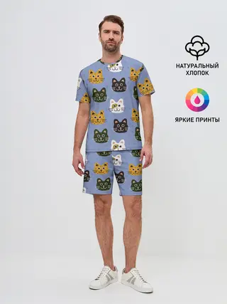 Мужской костюм с шортами / Котики