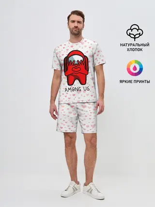 Мужской костюм с шортами / AMONG US - СЕРДЕЧКО