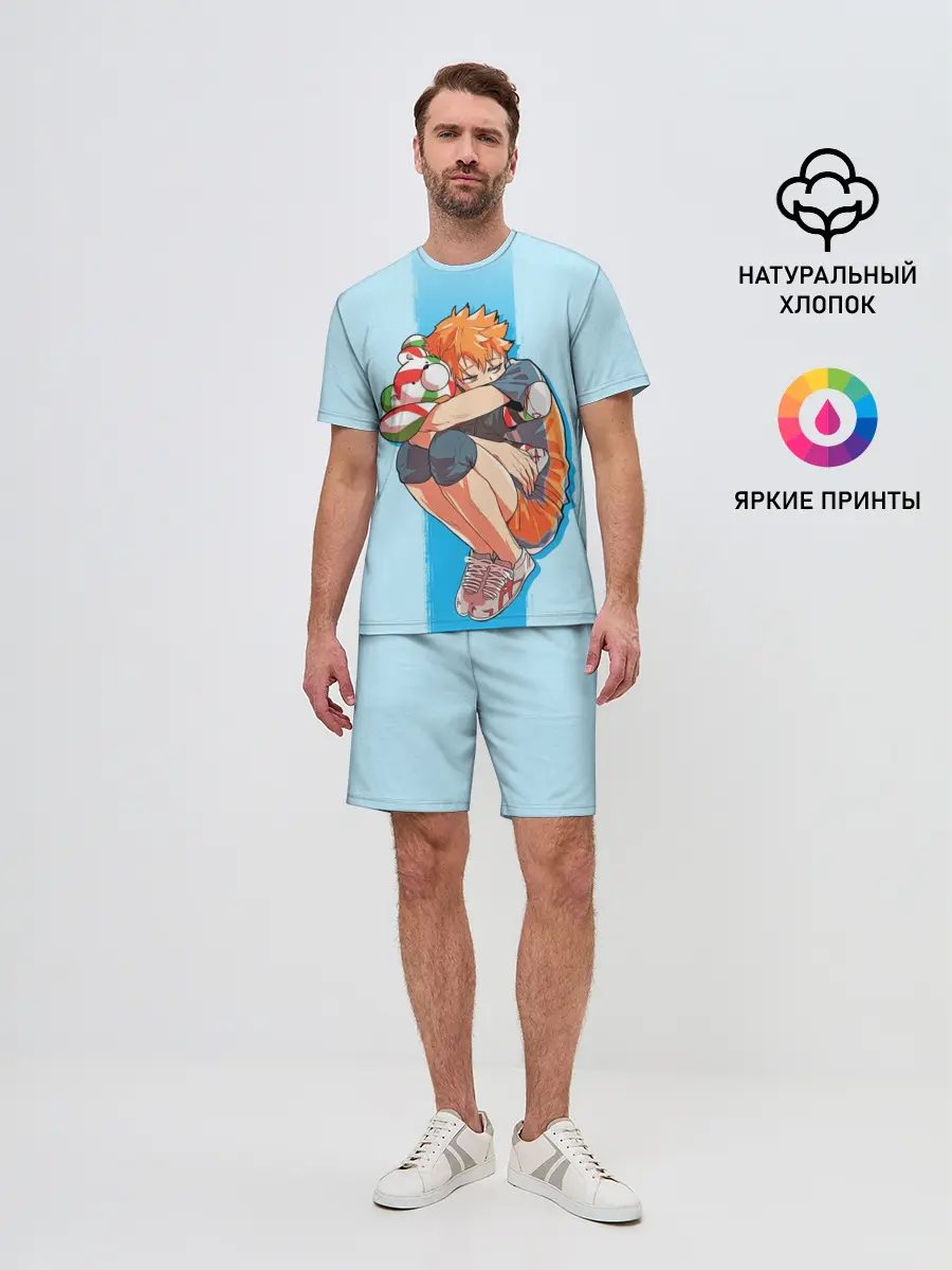 Мужской костюм с шортами / Хината на синем фоне