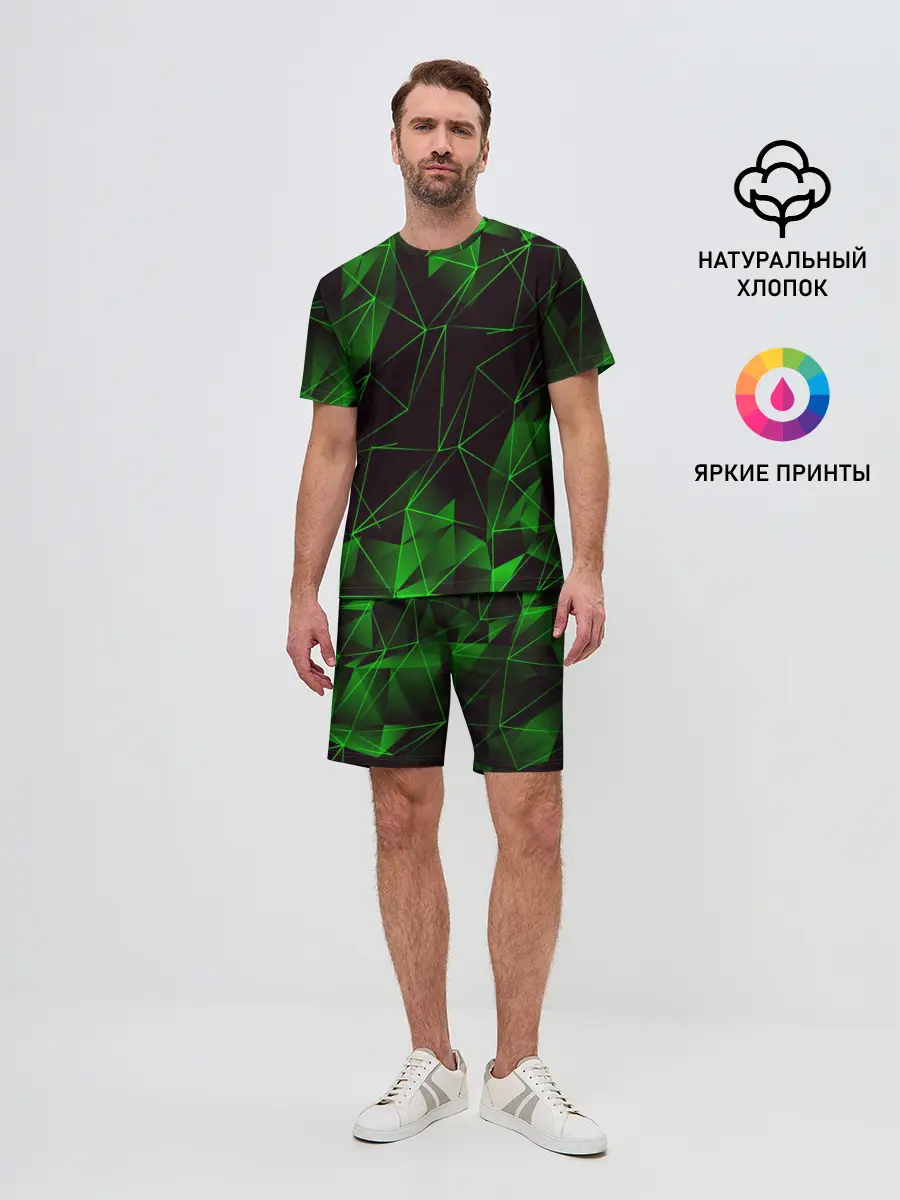 Мужской костюм с шортами / GREEN STRIPES | ЗЕЛЕНАЯ ГЕОМЕТРИЯ