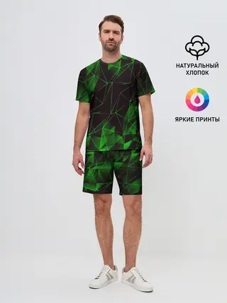 Мужской костюм с шортами / GREEN STRIPES | ЗЕЛЕНАЯ ГЕОМЕТРИЯ