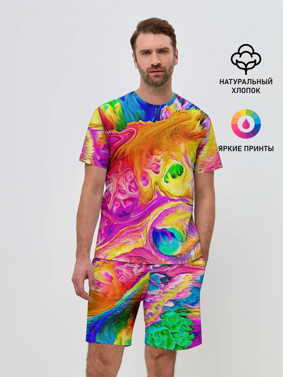Мужской костюм с шортами / TIE DYE | ЯРКИЕ КРАСКИ